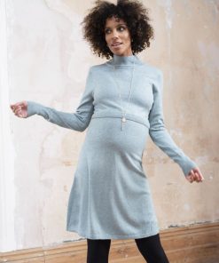 Ropa Premama Seraphine | Vestido Tipo Jersey Premama Y De Lactancia En Mezcla De Lana En Color Salvia