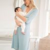 Ropa Premama Seraphine | Camison Premama A Lactancia Con Ribete De Encaje En Color Salvia Y Lunares Blancos