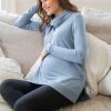Ropa Premama Seraphine | Top Premama Y Lactancia Cuello Alto - Azul Cielo