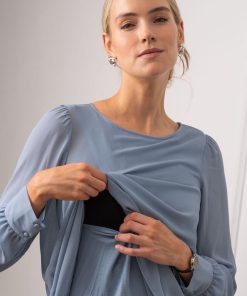 Ropa Premama Seraphine | Top De Premama Y De Lactancia A Capas Azul Pizarra