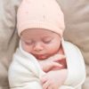 Lactancia Seraphine | Mini Gorro De Punto De Algodon Y Cachemir Rosa Para Bebe