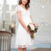 Ropa Premama Seraphine | Vestido Premama De Encaje Floral Blanco Para Ocasion De Lactancia
