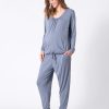 Ropa Premama Seraphine | Conjunto De Estar Por Casa Lactancia Premama - Azul