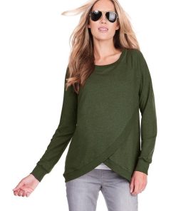 Ropa Premama Seraphine | Jersey Lactancia Premama Cruzado En Mezcla De Algodon- Verde