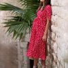 Ropa Premama Seraphine | Vestido Premama Cruzado Midi - Rojo