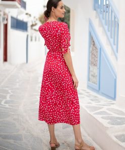 Ropa Premama Seraphine | Vestido Premama Cruzado Midi - Rojo