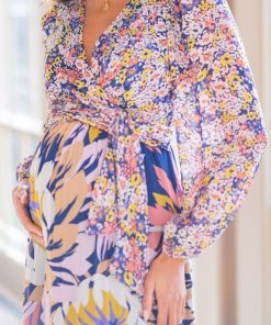 Ropa Premama Seraphine | Vestido Bohemio Floral Midi Premama Y De Lactancia