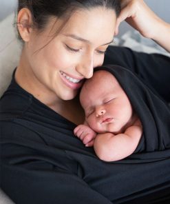 Ropa Premama Seraphine | Top Piel Con Piel En Algodon De Color Negro De La Coleccion Curve