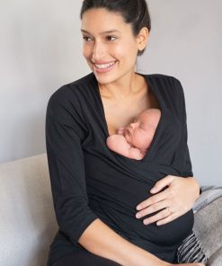 Ropa Premama Seraphine | Top Piel Con Piel En Algodon De Color Negro De La Coleccion Curve