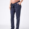 Ropa Premama Seraphine | Pantalones Premama Chinos Azulen Mezcla De Algodon