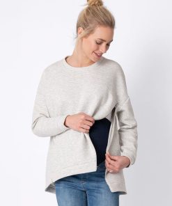 Ropa Premama Seraphine | Sudadera Premama Y De Lactancia En Mezcla De Algodon En Color Gris Claro