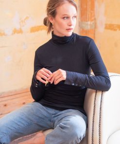 Ropa Premama Seraphine | Jersey Lactancia Premama De Cuello Vuelto - Negro