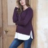 Ropa Premama Seraphine | Jersey Lactancia Premama Con Camisa - Burdeos