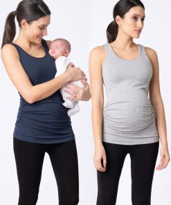 Ropa Premama Seraphine | Camisetas Lactancia Premama - Pack Gris Y Azul Marino